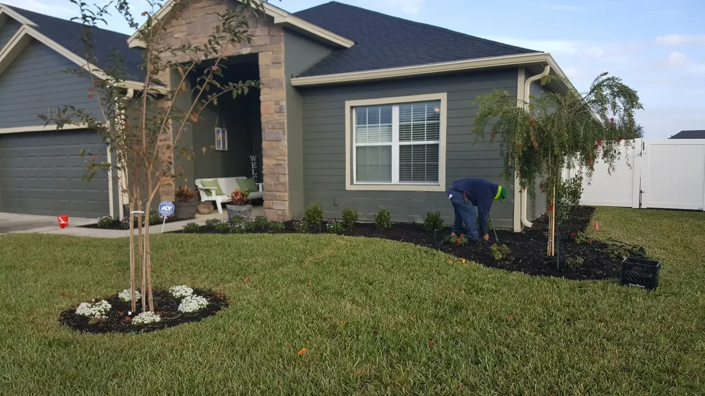 Person gardening in front yard